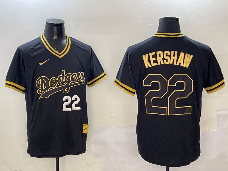Men Los Angeles Dodgers #22 Kershaw Black Gold Game 2025 Nike MLB Jersey style 32512